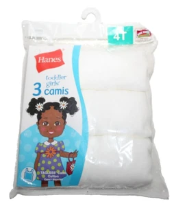 Hanes Toddler Girls' White Tagless 3-Pack Cotton Camis - 4T - Picture 1 of 2