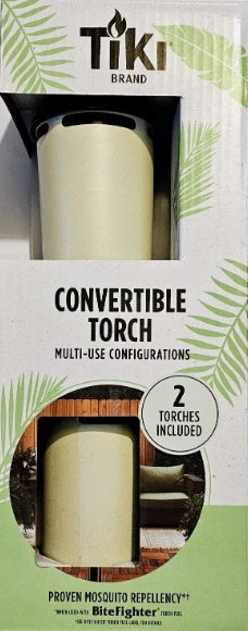 Tiki Convertible Glass Torch Three-Way Use/Green/Black Fluid Not Included