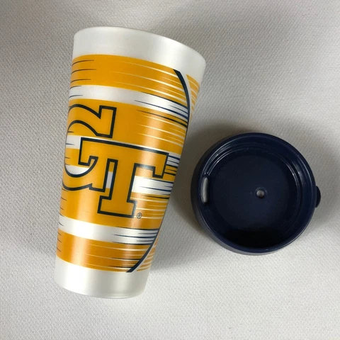 Georgia Tech Yellow Jackets Tumbler Travel Drink Mug To Go Coffee Insulated Cup Cover