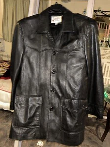 Men's Classic Luxury Style Black Leather Jacket Size XLarge - Picture 1 of 5