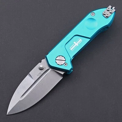 Green Aluminum Italy  Spear Point Stainless Steel Blade Tactical Pocket Knife - Image 1 of 4