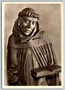 Postcard RPPC Germany Museum Würzburg Franconian Monk statue c1961 38M - Picture 1 of 2