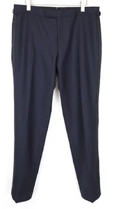 SUITSUPPLY Jort Washington Tux Men Trousers UK46R Navy Blue Pure Wool Pleated - Picture 1 of 6