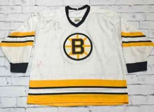 Boston Bruins Jersey Men's XL White Vintage CCM NHL Hockey Signed Autographed - Picture 1 of 21