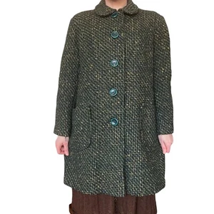 Vintage 40er Jahre smaragdgrün marmoriert Tweed Wolle Box Mantel S/M - Bild 1 von 8