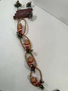 Vintage beschäftigt WEIHNACHTEN Pixie Kunststoff ELF Elfen auf SEIL Leiter Dekor 20" Weihnachten U1 - Bild 1 von 10