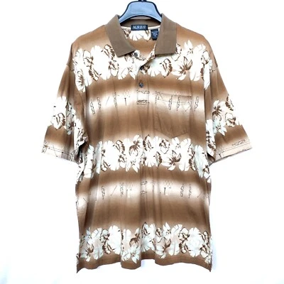Camisa de golf Aureus para hombre talla XL manga corta marrón cuello floral 100 % algodón Foto 1 de 4