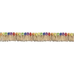 Amscan Luau Party Deck Fringe Table Skirt Garland Hibiscus 24' Length X 12" Wide - Picture 1 of 6