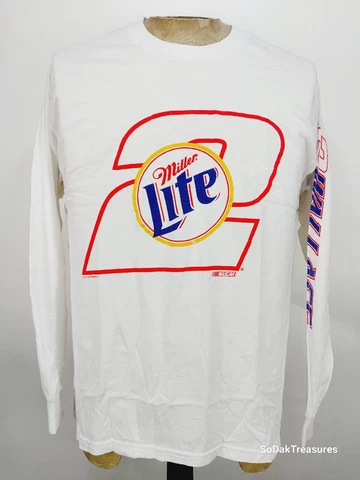 Vintage Chase Authentics Rusty Wallace Miller Lite Long Sleeve T Shirt Large Cover