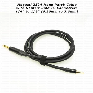 MOGAMI GOLD TS Patch Cable, 6.35mm (1/4") to 3.5mm (1/8"), Choose Your Options. - Picture 1 of 5