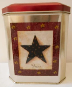 Estrella de la Paz de Navidad Lata Decorativa Marcas Sherwood 6" Plata Rojo Octágono - Imagen 1 de 11