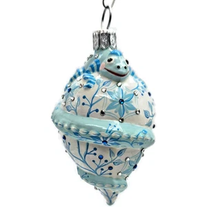 Patricia Breen Topping Chameleon Chinoiserie Aquamarine Spring Holiday Ornament - Picture 1 of 11
