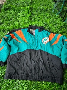 Giacca vintage Miami Dolphins Apex One Puffer taglia XL "NO cappuccio" - Foto 1 di 12