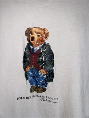 Camiseta Polo de Colección de Ralph Lauren Puntada Única Para Hombre Talla L Polo Oso Blanca Foto 1 de 4
