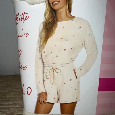 Conjunto de sudadera y salón corto Wildfox corazones súper suave talla S pijama Foto 1 de 4