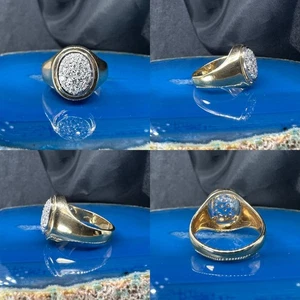 Natürlicher Diamant Cluster Ring 0,20ctw Vintage 14k Gelbgold Größe 4 Pinky - Bild 1 von 5