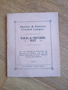 Original 1937 Morley & District Cricket League Rules & Fixtures Book Yorkshire - Picture 1 of 10