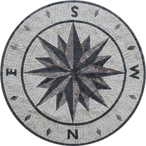 Mosaic Marble Compass Medallion Home Pool Design Floor - Picture 1 of 1