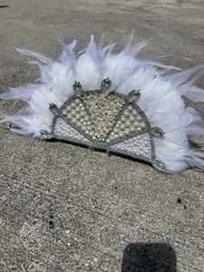 Abanico fan decorativo blanco obbatala religion yoruba ifa santeria  - Photo 1 sur 8