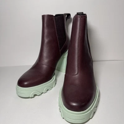 Botas Chelsea Sorel Brex Impermeables Cuero Tacón Alto Cinder Mujer’s 7 Nuevas Foto 1 de 4