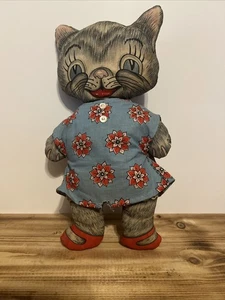 Vintage Feedsack Kitty Pillow Plush 1940’s   - Picture 1 of 2