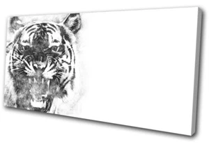 Tiger Abstrakt Kritzeln Skizze Tiere EINZELNE LEINWAND WANDBILD Bild Druck - Bild 1 von 1