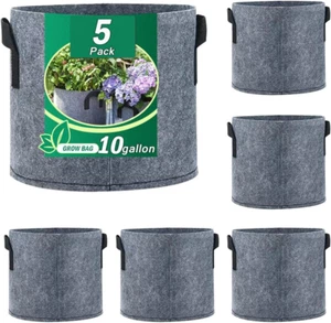 5Pcs Grow Bags, Premium Nonwoven Aeration Fabric Planting Pots with Handles, Thi - Picture 1 of 12
