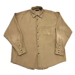 Van Heusen Corduroy Shirt Beige Mens XL 100% Cotton Long Sleeve Button Up - Picture 1 of 13