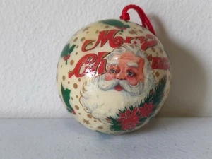 Vintage Paper Mache Santa Christmas Tree Ornament 3" Ball  A1 - Picture 1 of 1