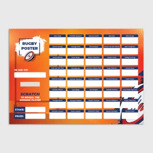 Fundraising Scratch Card Name The Rugby Player – A4 Poster Charity Raffle Game - Picture 1 of 1