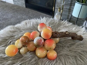 Alabaster Grapes Large Marble Stone VTG MCM Coffee Cluster 12” Nice Color - Picture 1 of 5
