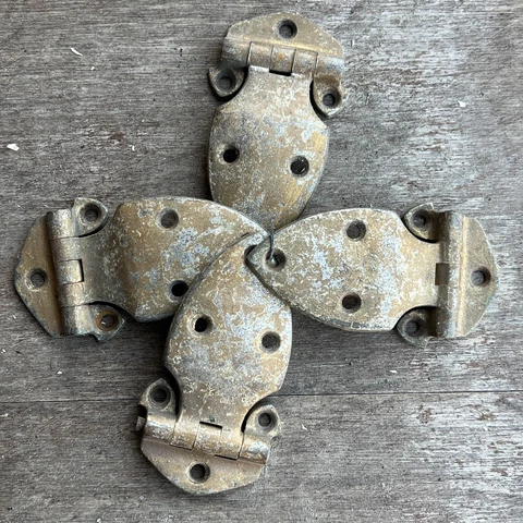 (4) ANTIQUE VINTAGE ORNATE Nickel ICE BOX CABINET CHEST DOOR LATCHES HINGES Cover