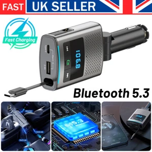 Bluetooth FM Transmitter Car Wireless MP3 Player USB Car Charger Adapter UK - Picture 1 of 18