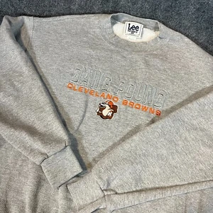 Felpa girocollo grigia vintage Cleveland Browns "Dawg-Pound" Lee Sport L made in USA - Foto 1 di 14