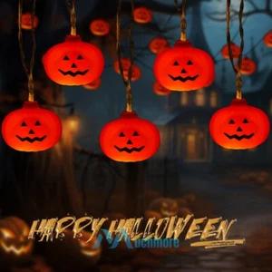 Halloween Pumpkin Lanterns Fairy String Lights 5/10FT 10-20 LED Jack O Lantern - Picture 1 of 81