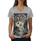 Wellcoda Fashion Triangle Eye Womens V-Neck T-shirt, Hand Graphic Design Tee