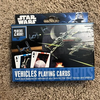 Star Wars 2 Decks Of Playing Cards Vehicles Heroes and Villains Poker Black Jack - Image 1 of 2