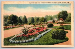AK Blumenbeete und Wintergarten im Hanscom Park Omaha Nebraska 1941 B5 - Bild 1 von 2