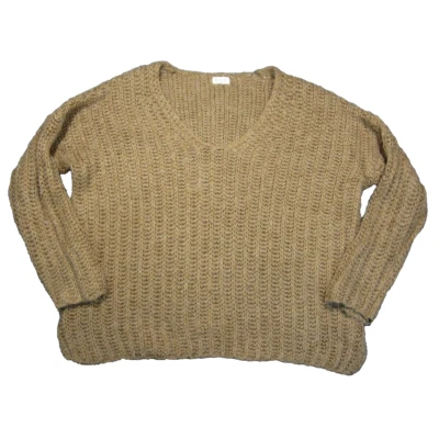 Suéter Pol Grueso Para Mujer S Marrón De Gran Tamaño Tejido con Cable Cuello en V Cuadrado Pullover Boho Foto 1 de 4