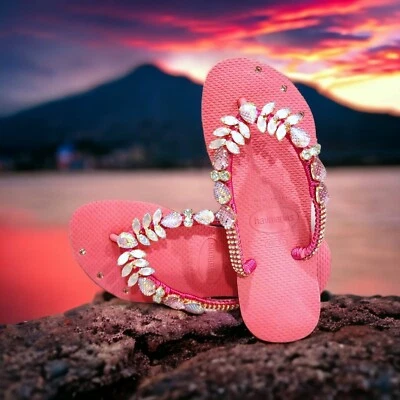 Custom jewelry havaianas flip flop etsy new beach wedding vacation gift birthday Foto 1 de 4