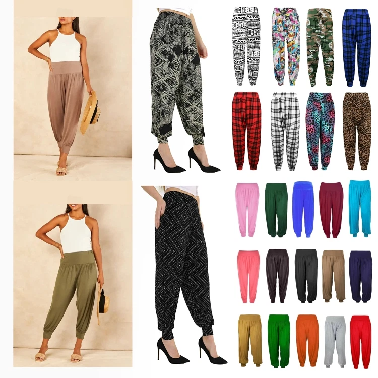Womens Ladies New HAREM TROUSERS ALI BABA LONG PANTS BAGGY LEGGINGS PLUS sizes - Image 1 of 1