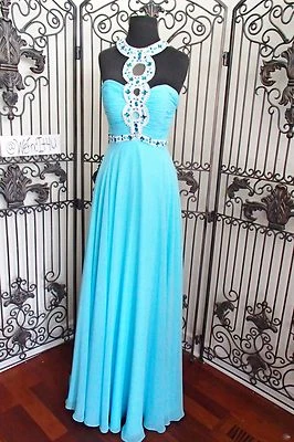 VESTIDO FORMAL G1742 RACHEL ALLAN PASARELA TALLA 4 AZUL CIELO $399 ILUSIÓN CONCURSO Foto 1 de 4