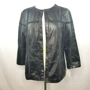 Chaqueta Blazer Para Mujer 12 Via Condotti Negra Reptil Cuero Sintético - Imagen 1 de 8