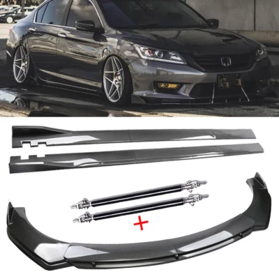 Front Lip Chin Bumper Spoiler Carbon Fiber For Honda Accord Side Skirt Body Kit Foto 1 de 4
