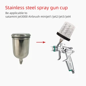 Pistola a spruzzo tazza pentola per SATA mini jet3000B Jet1/2/3/4 400cc serbatoio acciaio inox - Foto 1 di 7