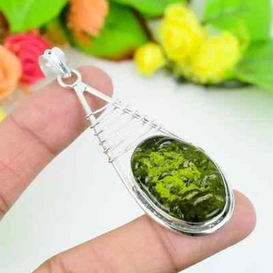 Beautifull Moldavite Gemstone 925 Sterling Silver Handmade Pendant AS- 83 - Picture 1 of 5