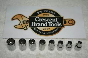NEW 8 pc CHROME CR-V CRESCENT HAND TOOLS 1/4" STANDARD SAE 6 pt socket set lot - Picture 1 of 2