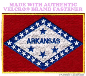 PARCHE DE BANDERA DEL ESTADO ARKANSAS APLIQUE SÍMBOLO BORDADO con sujetador de marca VELCRO® - Imagen 1 de 1