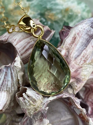 Charles Albert Colgante Lágrima Facetada Amatista Verde y Collar de Oro Alquimia Foto 1 de 4