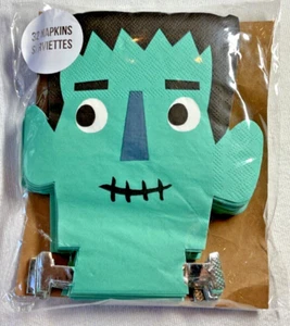 MERI MERI HALLOWEEN Napkins (32) FRANKENSTEIN GREEN BLACK NIP - Picture 1 of 1